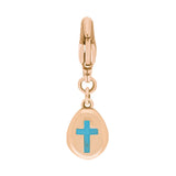 18ct Rose Gold Turquoise Pear Shaped Cross Clip Charm, G664.