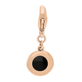 18ct Rose Gold Whitby Jet Round Shaped Heart Clip Charm, G665.