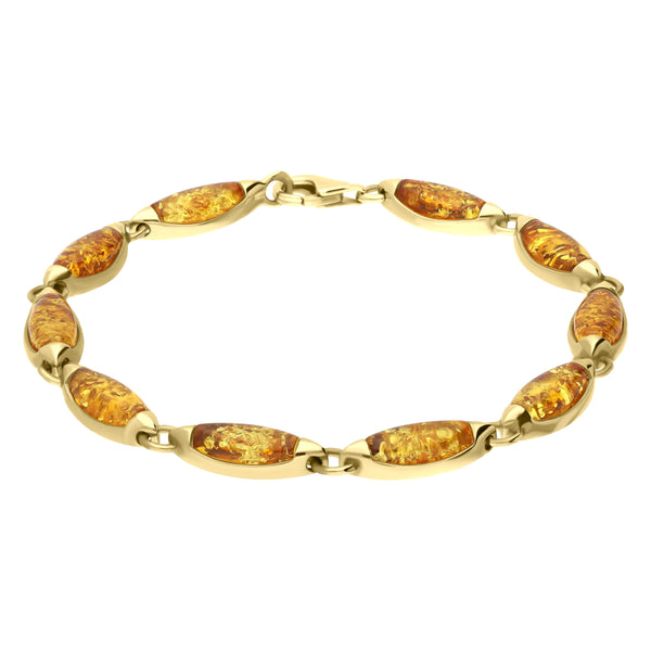 9ct Yellow Gold Amber 10 Stone Marquise Bracelet B660