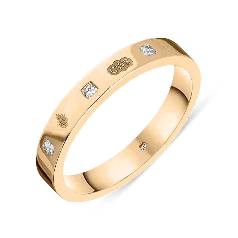 18ct Rose Gold Diamond Jubilee Hallmark Collection Princess Cut 3mm Ring, R1199_3_JFH