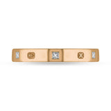 18ct Rose Gold 0.09ct Diamond Queen's Jubilee Hallmark Princess Cut 3mm Ring