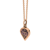 18ct Rose Gold Blue John Flore Filigree Small Heart Necklace. P3629._2