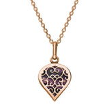 18ct Rose Gold Blue John Flore Filigree Small Heart Necklace. P3629.