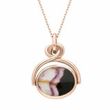 18ct Rose Gold Blue John White Mother of Pearl Oval Swivel Fob Necklace, P096_2.
