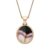 18ct Rose Gold Blue John White Mother Of Pearl Small Double Sided Pear Fob Necklace, P220_2.