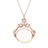 18ct Rose Gold Blue John White Mother Of Pearl Double Sided Swivel Fob Necklace, P209_2.