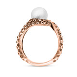 18ct Rose Gold Freshwater Pearl Bead Twist Tentacle Ring