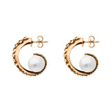 18ct Rose Gold Freshwater Pearl Tentacle Hoop Earrings