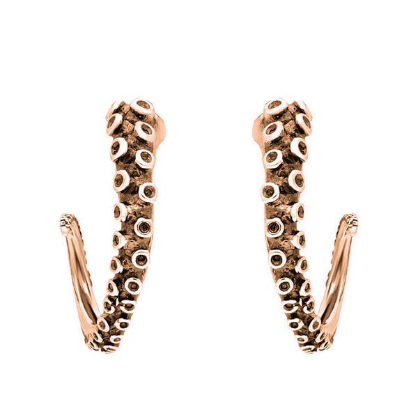 18ct Rose Gold Tentacle Hoop Earrings, E2460