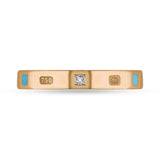 18ct Rose Gold Turquoise 0.05ct Diamond Queen's Jubilee Hallmark Princess Cut 3mm Ring