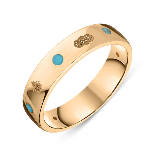 18ct Rose Gold Turquoise Jubilee Hallmark Collection 5mm Ring, R1193_5_JFH