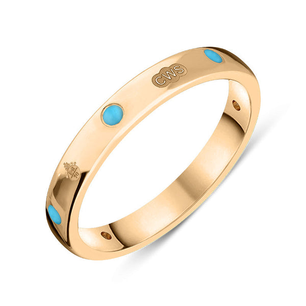 18ct Rose Gold Turquoise Jubilee Hallmark Collection 3mm Ring, R1193_3_JFH