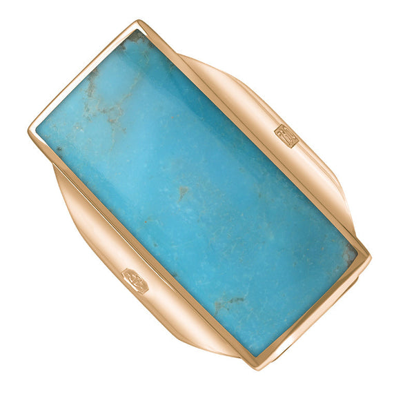 18ct Rose Gold Turquoise Jubilee Hallmark Collection Large Oblong Ring. R064_JFH.
