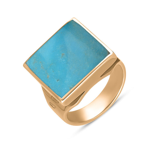 18ct Rose Gold Turquoise Jubilee Hallmark Collection Small Square Ring. R603_JFH.
