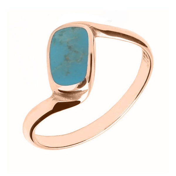 18ct Rose Gold Turquoise Oblong Twist Ring. R001.
