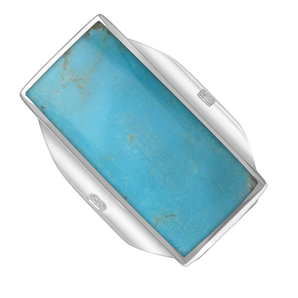 18ct White Gold Turquoise Jubilee Hallmark Collection Large Oblong Ring. R064_JFH.