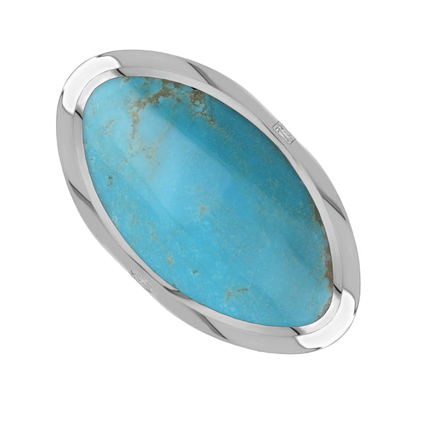 18ct White Gold Turquoise Jubilee Hallmark Collection Large Oval Ring. R013_JFH.