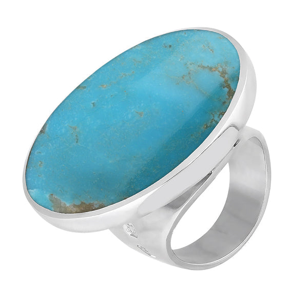 18ct White Gold Turquoise Jubilee Hallmark Collection Large Round Ring. R611_JFH.