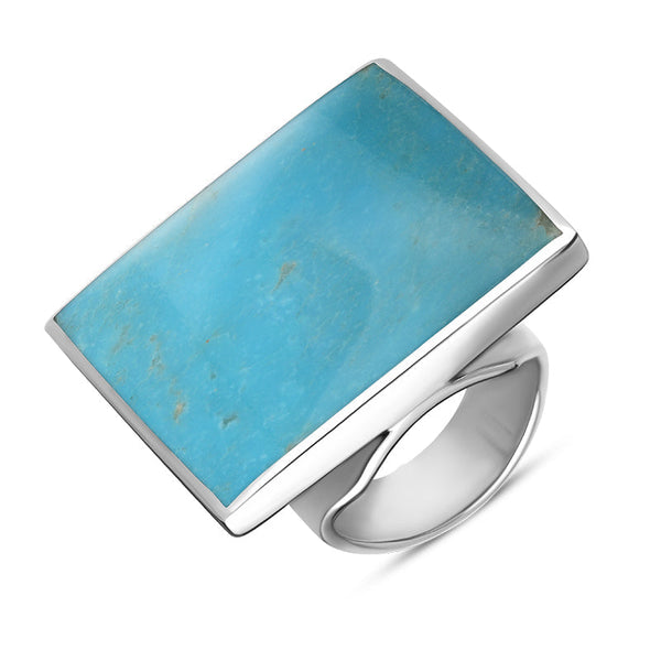 18ct White Gold Turquoise Jubilee Hallmark Collection Large Square Ring. R605_JFH.