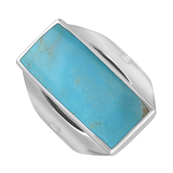 18ct White Gold Turquoise Jubilee Hallmark Collection Medium Oblong Ring. R065_JFH