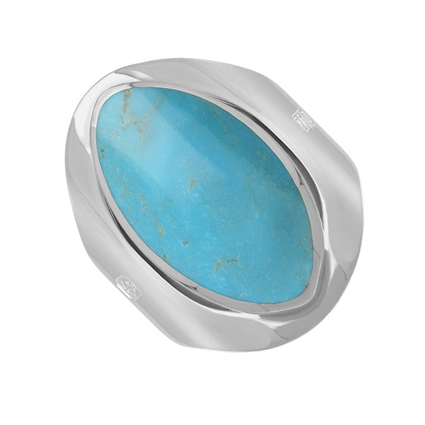 18ct White Gold Turquoise Jubilee Hallmark Collection Medium Oval Ring. R012_JFH.