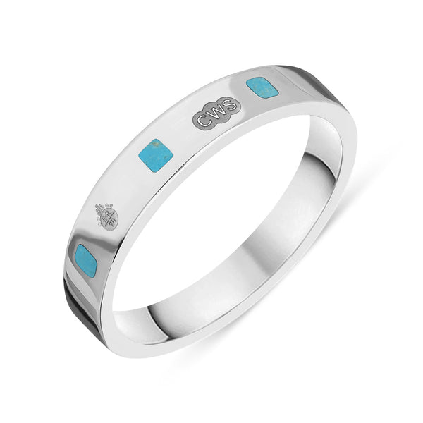 18ct White Gold Turquoise Jubilee Hallmark Collection Princess Cut 4mm ring, R1199_4_JFH