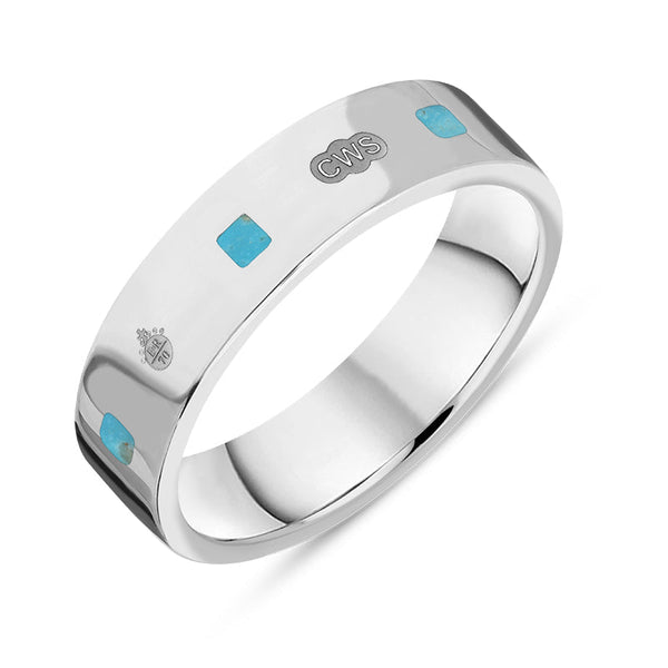 18ct White Gold Turquoise Jubilee Hallmark Collection Princess Cut 5mm ring, R1199_5_JFH