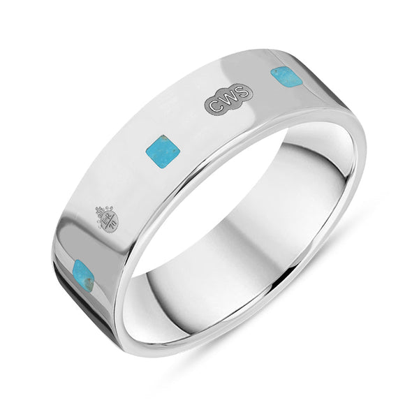 18ct White Gold Turquoise Jubilee Hallmark Collection Princess Cut 6mm ring, R1199_6_JFH