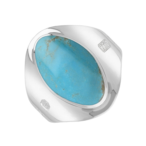 18ct White Gold Turquoise Jubilee Hallmark Collection Small Oval Ring. R076_JFH.