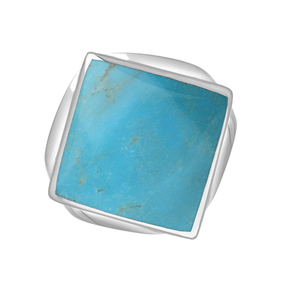 18ct White Gold Turquoise Jubilee Hallmark Collection Small Rhombus Ring. R606_JFH.