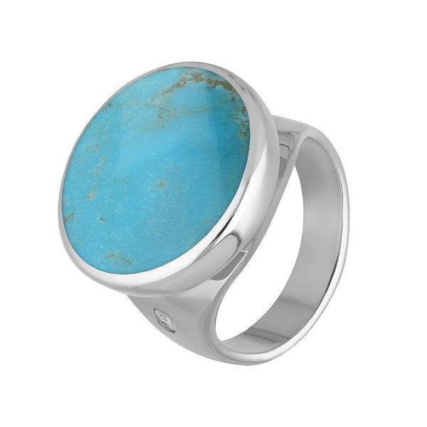 18ct White Gold Turquoise Jubilee Hallmark Collection Small Round Ring. R609_JFH.