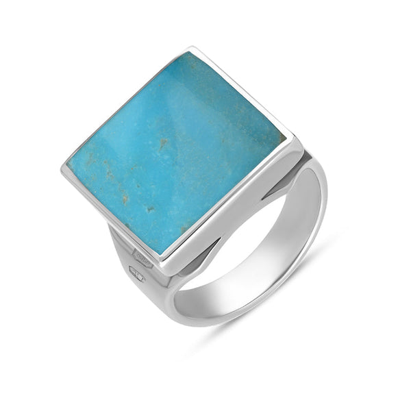 18ct White Gold Turquoise Jubilee Hallmark Collection Small Square Ring. R603_JFH.