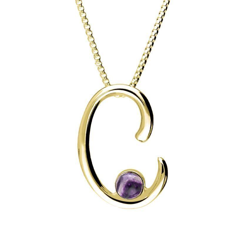 18ct Yellow Gold Blue John Love Letters Initial C Necklace, P3450.