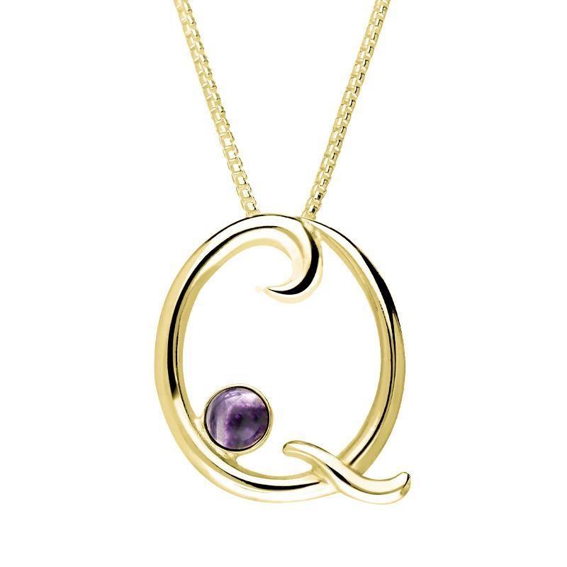 18ct Yellow Gold Blue John Love Letters Initial Q Necklace