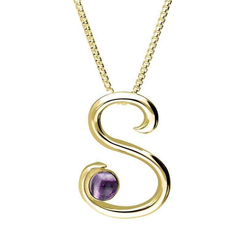 18ct Yellow Gold Blue John Love Letters Initial S Necklace