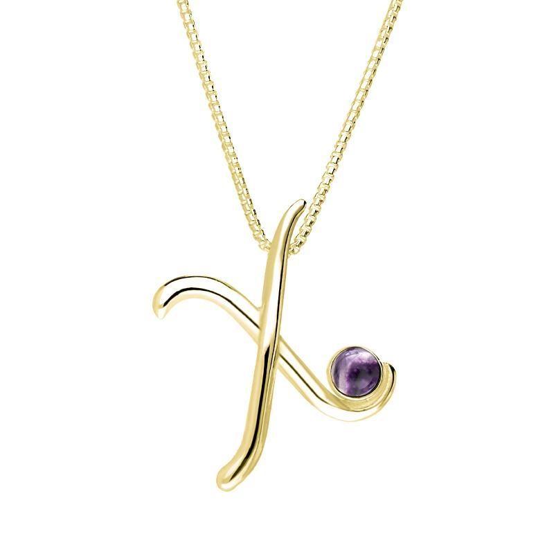 18ct Yellow Gold Blue John Love Letters Initial X Necklace, P3471.