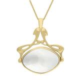 18ct Yellow Gold Blue John Mother Of Pearl Bell Diamond Swivel Fob Necklace, P113_10_2.