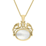 18ct Yellow Gold Blue John Mother Of Pearl Double Sided Oval Swivel Fob Necklace, P104_4_2.