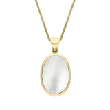 18ct Yellow Gold Blue John White Mother Of Pearl Small Double Sided Fob Necklace, P832_2.