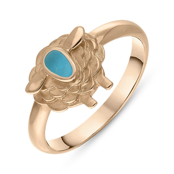 18ct Rose Gold Turquoise Sheep Ring, R1245.