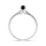 18ct White Gold Whitby Jet 0.19ct Diamond Shoulder Ring. R1092. side