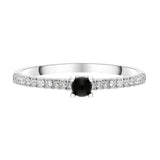 18ct White Gold Whitby Jet 0.19ct Diamond Shoulder Ring. R1092. top