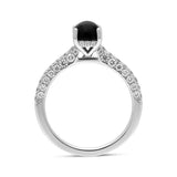 18ct White Gold Whitby Jet 0.83ct Diamond Shoulder Ring. R1091. side
