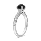 18ct White Gold Whitby Jet 0.83ct Diamond Shoulder Ring. R1091. side 2