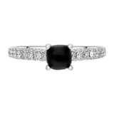 18ct White Gold Whitby Jet 0.83ct Diamond Shoulder Ring. R1091. top