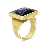 18ct Yellow Gold Blue John Small Square Ring, R603_2