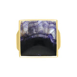 18ct Yellow Gold Blue John Small Square Ring, R603_3