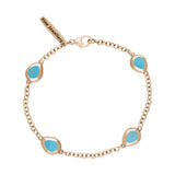 18ct Rose Gold Turquoise Oval Cross Detail Four Stone Bracelet, B799.