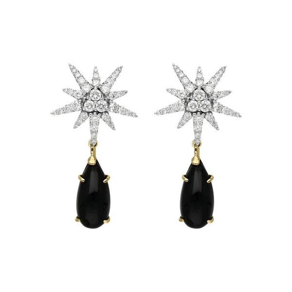 18ct White Gold 1.63ct Diamond Whitby Jet Star Drop Earrings, PCH-077.