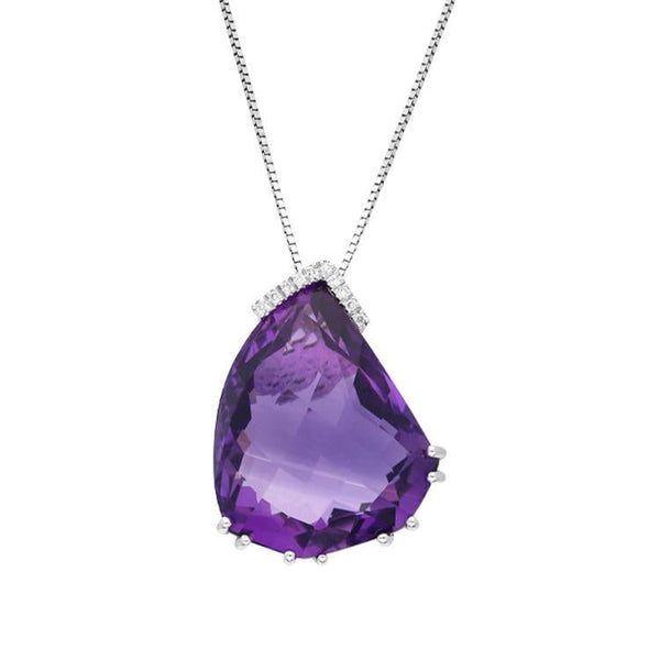 18ct White Gold 47.72ct Amethyst Diamond Necklace